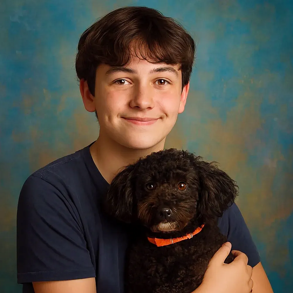 Teenaged Boy-Holding-Winnie